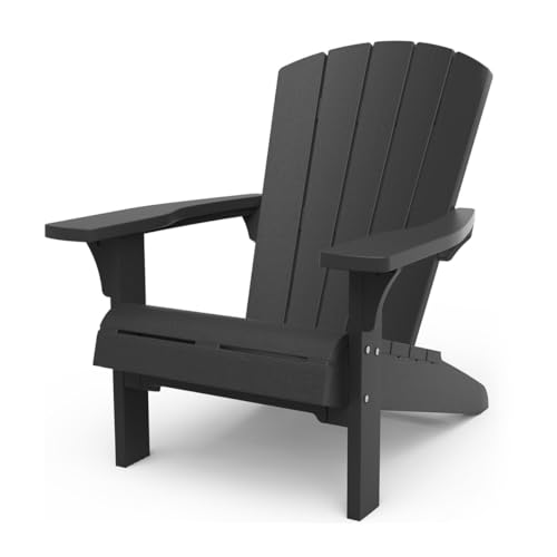 Keter Alpine Adirondack Chair, Outdoor Gartenstuhl aus Kunststoff mit Getränkehalter, grau, wetterfest, amerikanischer Design-Klassiker, für Garten, Terrasse und Balkon, 93 x 81 x 96,5 cm von Keter