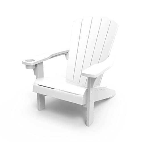 Keter Alpine Adirondack Chair, Outdoor Gartenstuhl aus Kunststoff mit Getränkehalter, weiß, wetterfest, amerikanischer Design-Klassiker, für Garten, Terrasse und Balkon, 93 x 81 x 96,5 cm von Keter