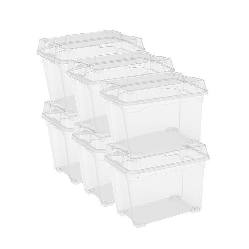 Keter Aufbewahrungsboxen aus Kunststoff mit Deckel, Jumbo-Box S, transparent, ideal für Kleidung und Aufbewahrung, geeignet für Schränke und Garagen, 21 l, 37 x 26 x 31 cm von Keter