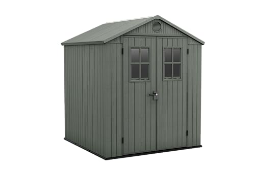 Keter Darwin Gartenhaus 6 x 6, Holzoptik, Farbe Salbeigrün, 3,3 m², 190 x 183 x 221 cm von Keter