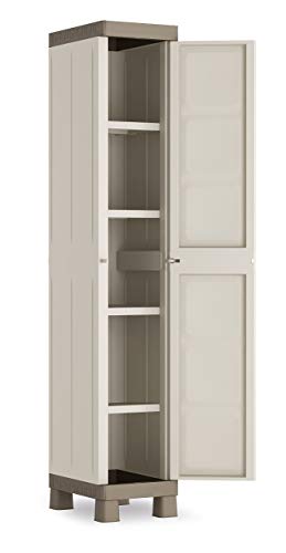 Keter Excellence Kunststoffschrank, schmal, 1 Tür, beige/Taupe, 33 x 45 x 182 cm von Keter