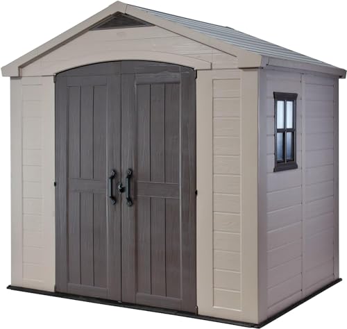 Keter Gerätehaus Factor 8x6, Beige, 8.1m³ Rauminhalt, Außenmaße (B/T/H):256.5 x 182 x 243 cm, wetterfest, wasserdicht, UV-beständig, Outdoor von Keter