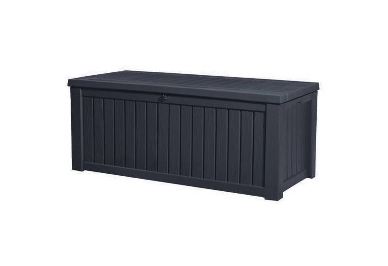Keter Gartenbox Rockwood 570L Anthrazit naturgetreue Holzoptik Aufbewahrungsbox Truhe, abschließbar von Keter