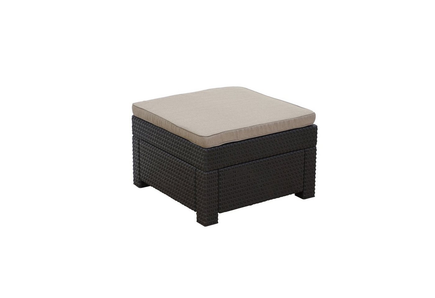 Keter Gartenlounge-Hocker Provence Hocker braun mit Kissen cappuccino, wetterfest, Rattanoptik von Keter