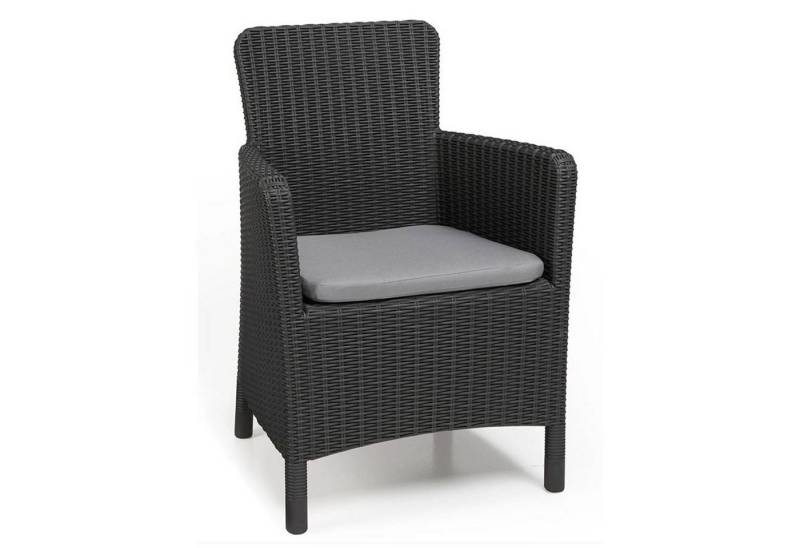 Keter Gartensessel Keter Dinningsessel Schwarz Gartenstuhl mit Sitzkissen Terrassen Innen von Keter