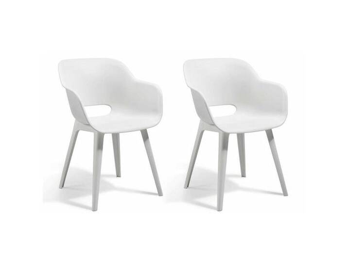 Keter Gartenstuhl Gartenstühle Akola 2 Stk. Weiß (2 St), Polypropylen von Keter