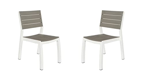 Keter Harmony Gartenstuhl für drinnen und draußen, ohne Armlehnen, stapelbar, Beige/Taupe, 2 Stück von Keter