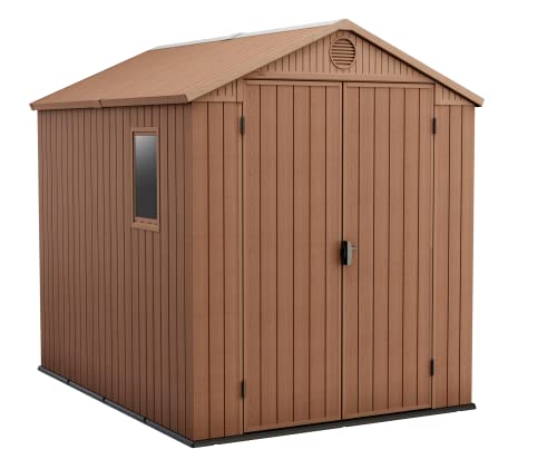 Keter Gerätehaus Darwin 6x8, Braun, Außenmaße 190x244x221cm, wartungsfrei, wetterfest, wasserdicht, mit Unterboden von Keter