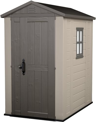 Keter Gerätehaus Factor 4x6, Beige, 4.0m³ Rauminhalt, Außenmaße (B/T/H):129.5 x 182 x 216.5 cm, wetterfest, wasserdicht, UV-beständig, Outdoor von Keter