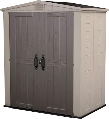 Keter Gerätehaus Factor 6x3, Beige, 3.1m³ Rauminhalt, Außenmaße (B/T/H):178 x 113.5 x 208 cm, wetterfest, wasserdicht, UV-beständig, Outdoor von Keter