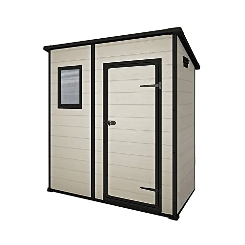 Keter Gerätehaus Manor Pent 6x4, Beige, 3,2m³ Rauminhalt, wetterfest, Flachdach von Keter