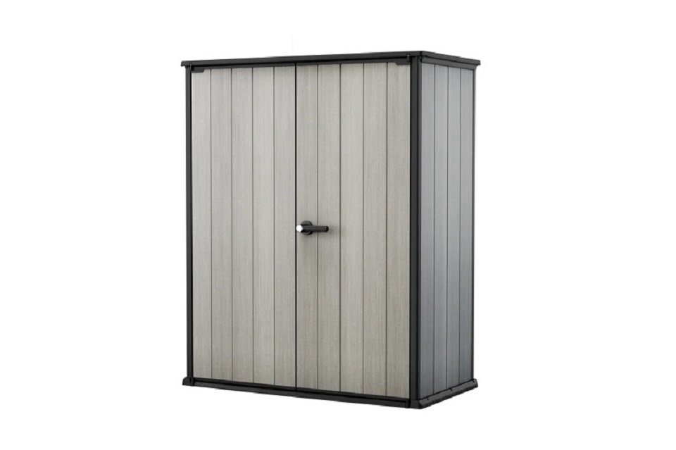 Keter Geräteschrank High Store Plus Gerätehaus, Duotec, Schuppen wetterfest, abschließbar, anstreichbar, 139,5 x 77,1x 170,4 cm von Keter