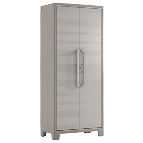 Keter Gulliver Kunststoffschrank/Besenschrank, Utility, beige, 80 x 44 x 182 cm, inkl. Einlegeböden, für drinnen und draußen geeignet, UV- und wasserbeständig (IPX3) von Keter