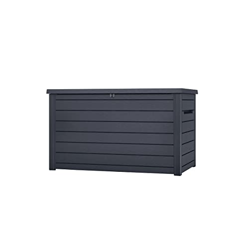 Keter Kissenbox XXL Ontario, graphit, 870l Fassungsvermögen, Außenmaße: 147 x 83 x 86 cm, Auflagenbox wasserdicht, für Outdoor geeignet von Keter