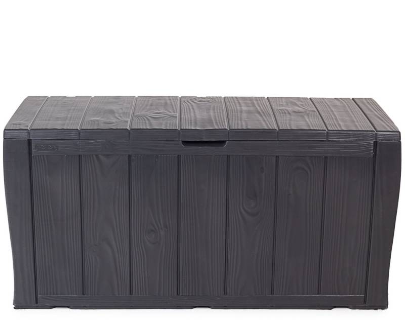 Keter Kissenbox Sitztruhe Sherwood in Holzoptik mit Rollen abschließbar, 270L Volumen, UV & witterungsbeständig von Keter