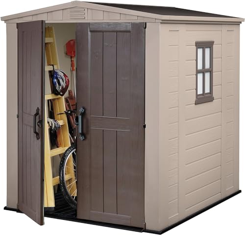 Keter Gerätehaus Factor 6x6, Beige, 6.2m³ Rauminhalt, Außenmaße (B/T/H):178 x 195.5 x 208 cm, wetterfest, wasserdicht, UV-beständig, Outdoor von Keter