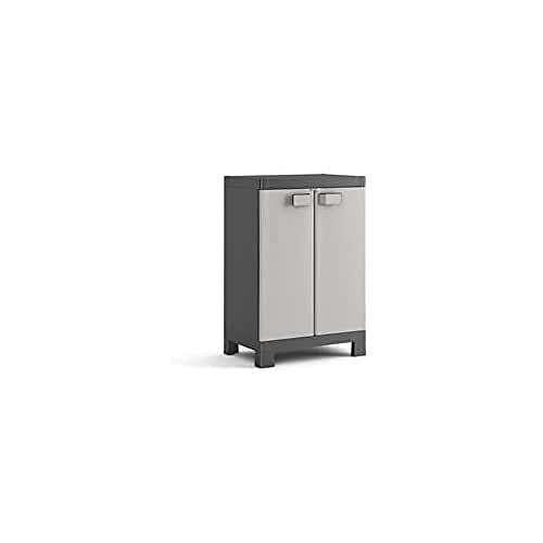 Keter Logico Kunststoffschrank, niedrig, schwarz/grau, 65 x 45 x 97 cm von Keter