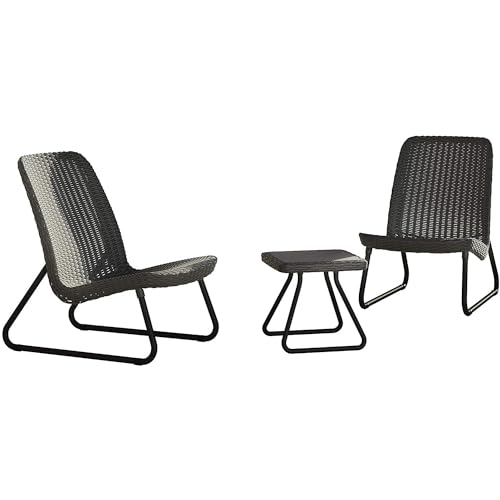 Keter Rio Patio Set - Modernes Lounge Gartenmöbel Set für Balkon und Garten in Graphit - Inkl. 2 Sessel & 1 Tisch von Keter