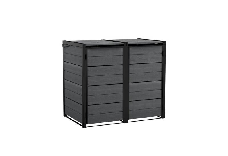 Keter Mülltonnenbox "Hide Away" 240 - 1200 Liter Anthrazit, Holzoptik, nathlos erweiterbar von Keter