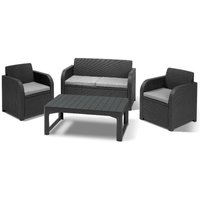 Keter Set 2 Sessel + Sofa + offener anhebbarer Couchtisch CAROLINA LOUNGE Graphit von Keter