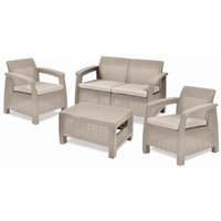 Set Lounge corfu' Cappuccino Sofa + 2 Sessel + offener Couchtisch - Keter Set Lounge corfu' Cappuccino Sofa + 2 Sessel + offener Couchtisch - Keter von Keter