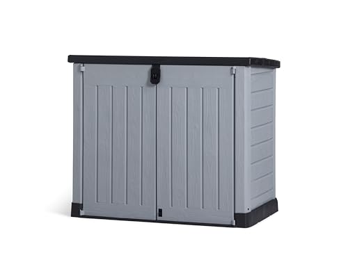 Keter Store-it-out Pro Mülltonnenbox, 145.5x82x123cm, Robuste Abfallbehälter-Lösung, 1200L, Wetterfest, Grau/Schwarz, UV-beständiges Polypropylen, Abschließbar von Keter