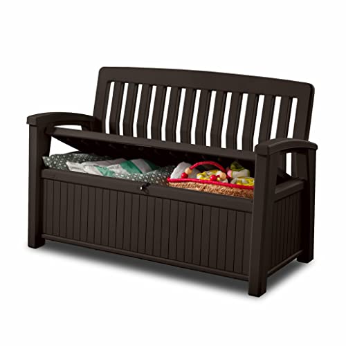 Keter Terrassenbox Bench Bank aus Harz, 227 Liter, 132,7 x 63,5 x 89,5 cm, Graffite von Keter