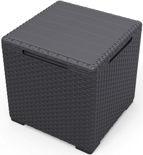 Keter Vigo Aufbewahrungsbox Beistelltisch 37x37x37cm Wetterfest Innen & Außen Graphit von Keter