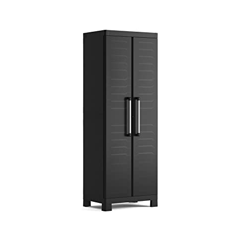 KETER Besenhalter schwarz E-COM-Detroit Kunststoffschrank, Utility, 65 x 45 x 182, Kunststoff, Besenschrank-hoch von Keter