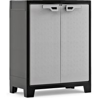 Titan Kunststoffschrank niedrig, ca. 80 x 44 x 100 cm - Hellgrau/Schwarz von Keter Italia