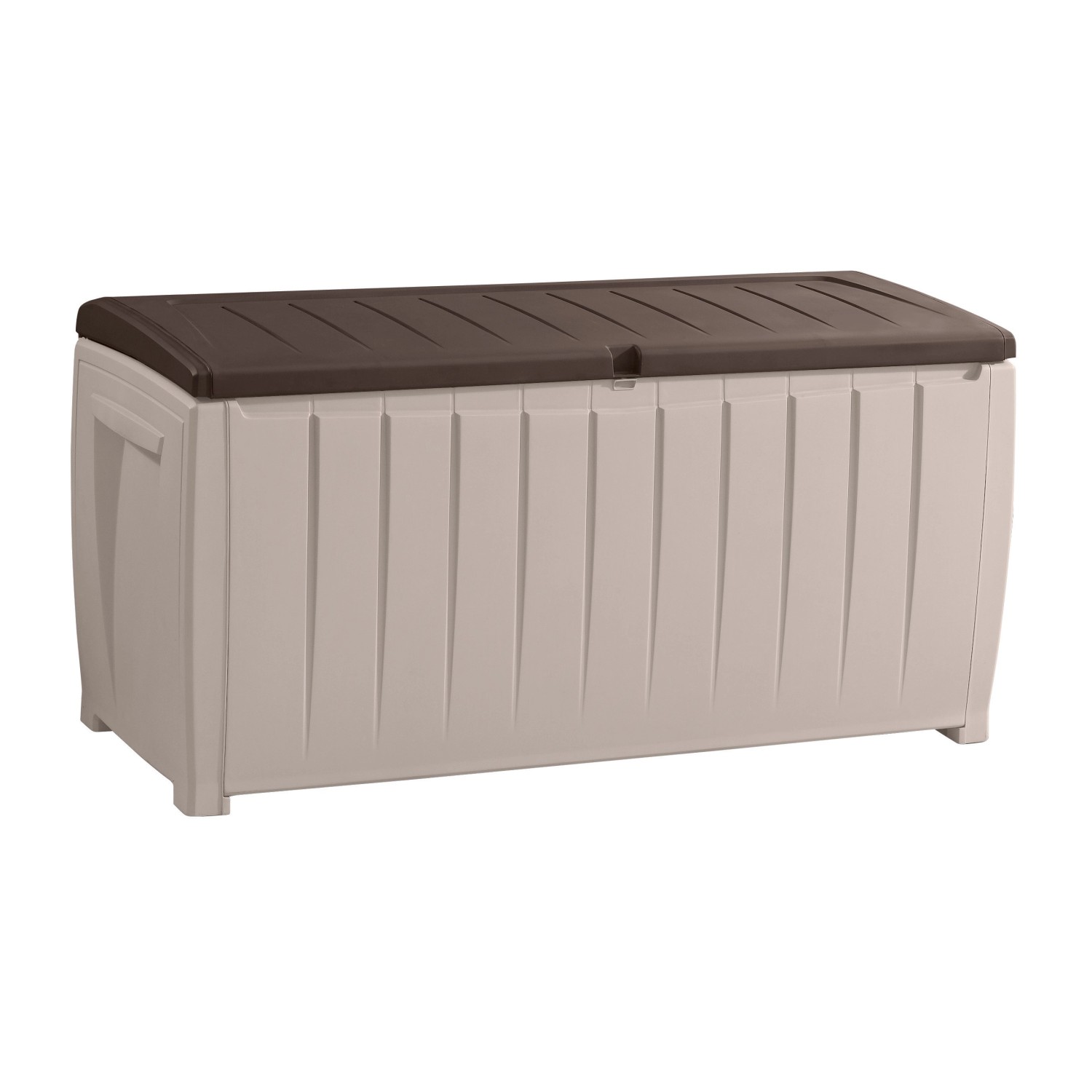 Keter Auflagen-/ Universalbox Novel Box mit Sitzgelegenheit 340 L Beige/Espresso von Keter