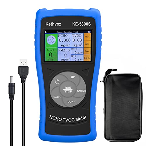 Air Quality Detector Indoor Formaldehyde Messgerät, Kethvoz Luftqualitätsmonitor Messen HCHO Test PM2.5/10 Monitor TVOC, Luftqualitätsmesser Meter for Home Office Car Factory 5800S von Kethvoz
