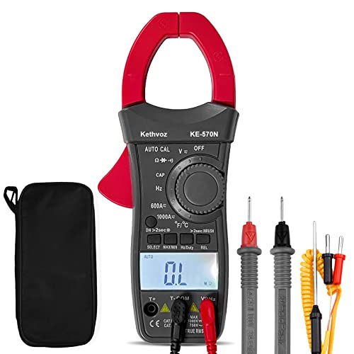 Digital Multimeter Strommesszange, Kethvoz Ampere Zange Clamp Meter 1000A autorange 6000 TRMS Strommessgerät Messen AC DC Spannung Ampere Ohm Elektrisch Kontinuität Temperatur 570N Digital Multimeter Strommesszange, Kethvoz Ampere Zange Clamp Meter 1000A autorange 6000 TRMS Strommessgerät Messen AC DC Spannung Ampere Ohm Elektrisch Kontinuität Temperatur 570N von Kethvoz