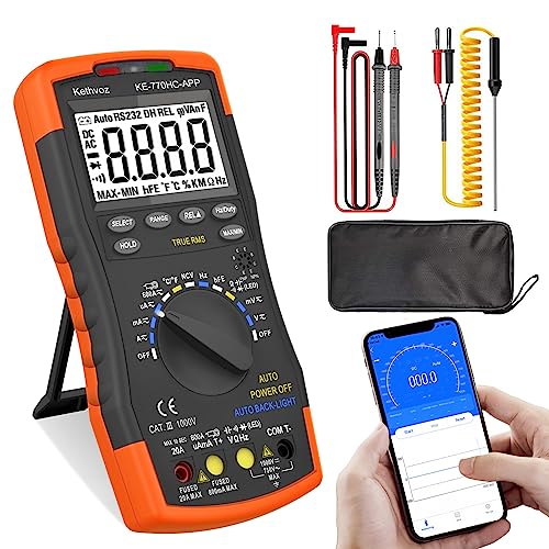 Digital Multimeter Voltmeter Kethvoz TRMS 6000 Zählt AC DC Amperemeter mit APP & NCV misst präzise Spannung Strom Ohm Kapazität Kontinuität Frequenz Diode Transistor hFE Temp von Kethvoz