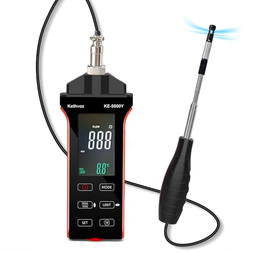 Digitales Heißdraht-Anemometer, Kethvoz HVAC Windgeschwindigkeitsmesser zur Messung der Luftgeschwindigkeit 0,1–30 m/s CFM/CMM Windstrom 0–999900 ft3/min Temperatur Feuchtigkeit Digitales Heißdraht-Anemometer, Kethvoz HVAC Windgeschwindigkeitsmesser zur Messung der Luftgeschwindigkeit 0,1–30 m/s CFM/CMM Windstrom 0–999900 ft3/min Temperatur Feuchtigkeit von Kethvoz