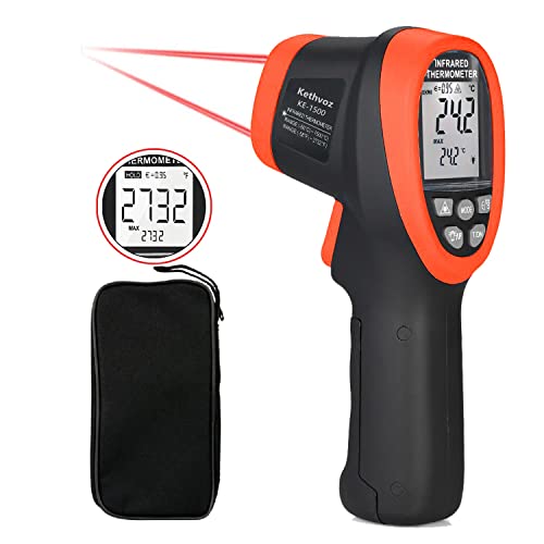 Digital Infrared Thermometer, Kethvoz IR Laser Industrial Pyrometer Measure High Temperature -58℉~2732℉ (-50℃ ~ 1500℃), Double Laser Touchless Temp Gun with D: S = 30:1 von Kethvoz