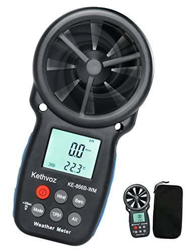 Kethvoz Digitaler Anemometer Hand Windmeter zur Messung von Windgeschwindigkeit, Windtemperatur, Luftfeuchtigkeit, Taupunkt, Höhe und Windkälte mit Barometer-Indikator Kethvoz Digitaler Anemometer Hand Windmeter zur Messung von Windgeschwindigkeit, Windtemperatur, Luftfeuchtigkeit, Taupunkt, Höhe und Windkälte mit Barometer-Indikator von Kethvoz