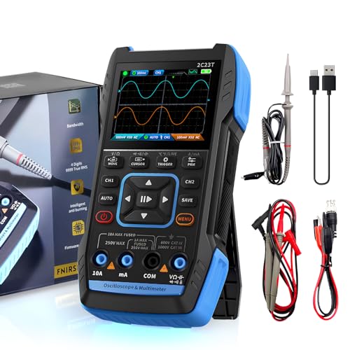 Kethvoz Digital Oscilloscope 2 Channel mit Auto Kalibrierung, 3 in 1 Oszilloskop 9999 Zählungen Handheld Multimeter Signalgenerator 10MHz Bandbreite 50MSa/s Abtastrate for DC/AC Spannung Strom Test von Kethvoz