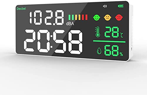Sound Level Monitor, Dezibel Messgerät Wandmontierter, Kethvoz Schallpegelmessgerät Digital uhr Monitor Schallpegel db Messen Luftfeuchtigkeit Temperatur, Schallmessgerät für Klassenzimmer Krankenhaus Sound Level Monitor, Dezibel Messgerät Wandmontierter, Kethvoz Schallpegelmessgerät Digital uhr Monitor Schallpegel db Messen Luftfeuchtigkeit Temperatur, Schallmessgerät für Klassenzimmer Krankenhaus von Kethvoz