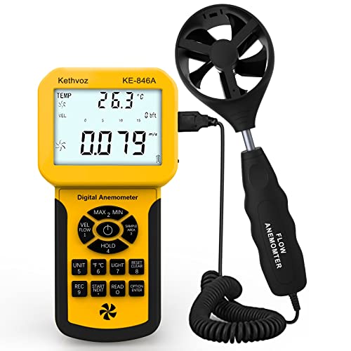 CFM Anemometer Digitaler Windmesser, Kethvoz HVAC Industrie Windmessgerät Messen Windspeed Luftstrom Temperatur,mit MAX/MIN/AVG & 600 gruppen Datenspeicher, Windgeschwindigkeitsmesser KE-846A CFM Anemometer Digitaler Windmesser, Kethvoz HVAC Industrie Windmessgerät Messen Windspeed Luftstrom Temperatur,mit MAX/MIN/AVG & 600 gruppen Datenspeicher, Windgeschwindigkeitsmesser KE-846A von Kethvoz
