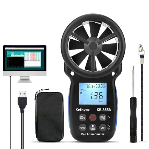 Windmesser HVAC Anemometer, Kethvoz Windmessgerät CFM Air Flow Tester Windgeschwindigkeitsmesser Messen Luftströmung Speed Wind Temperatur für Air Vent Dust Collection Drone Shooting Windmesser HVAC Anemometer, Kethvoz Windmessgerät CFM Air Flow Tester Windgeschwindigkeitsmesser Messen Luftströmung Speed Wind Temperatur für Air Vent Dust Collection Drone Shooting von Kethvoz