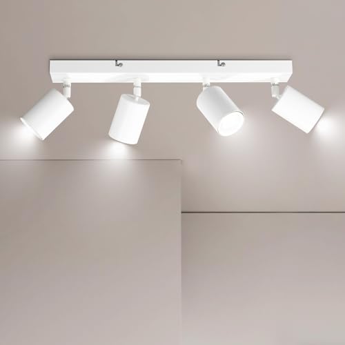 Ketom Deckenstrahler 4 Flammig - GU10 Deckenstrahler LED Weiß - Modern Deckenlampe Strahler - 43cm/17inch, Ohne Leuchtmittel von Ketom