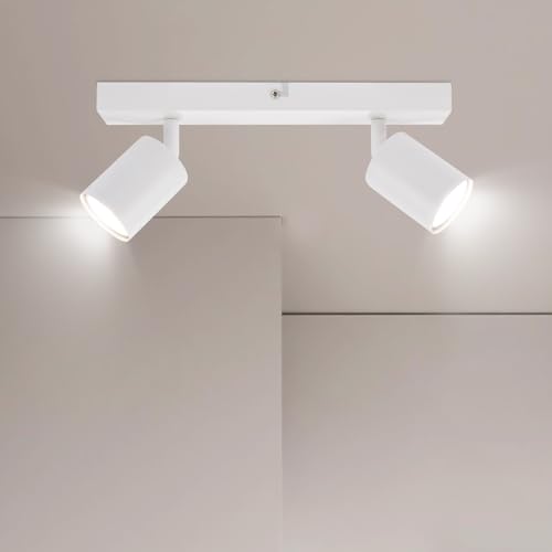 Ketom Deckenstrahler LED Weiß - Deckenstrahler 2 Flammig - LED Deckenleuchte Schwenkbar - GU10 Deckenlampe Spot - Spotlight Lampe Modern - Strahler Deckenspot für Küche, Wohnzimmer, Schlafzimmer von Ketom