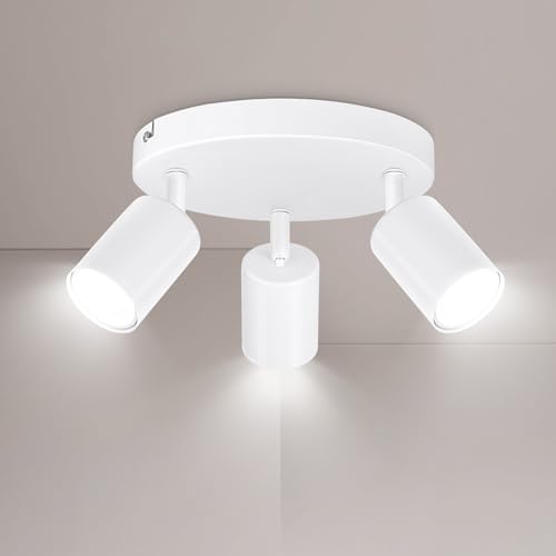 Ketom GU10 Deckenstrahler LED - Deckenstrahler 3 Flammig Rund - LED Deckenleuchte Schwenkbar - Weiße Deckenlampe Spot - Drehbar Deckenlampe 3 Flammig - Modern Strahler Deckenspot - Ohne Leuchenmittel von Ketom