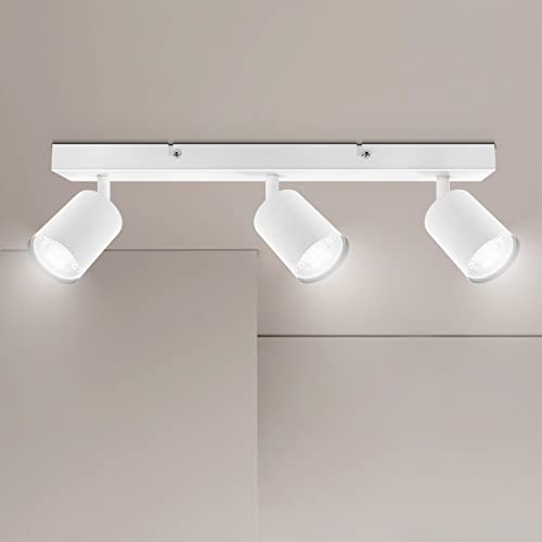 Ketom Deckenstrahler LED Weiß, Deckenstrahler 3 Flammig, LED Deckenleuchte Schwenkbar, GU10 Deckenlampe Spot, Deckenlampe 3 Flammig Modern, Strahler Deckenspot für Küche, Wohnzimmer, Schlafzimmer von Ketom