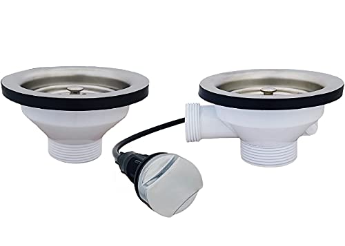 Design Edelstahleinbauspüle verschiedene Modelle aus hochwertigem Edelstahl Spülbecken Spüle mit Überlauf inkl.Syphon Set … (Excenter Ablaufgarnitur für 2 Becken) von Keton
