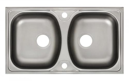 Einbauspüle Edelstahl 78 x 44 cm 2 Becken Spülbecken Küchenspüle Edelstahlspüle Waschbecken inkl. zubehör-set von Keton