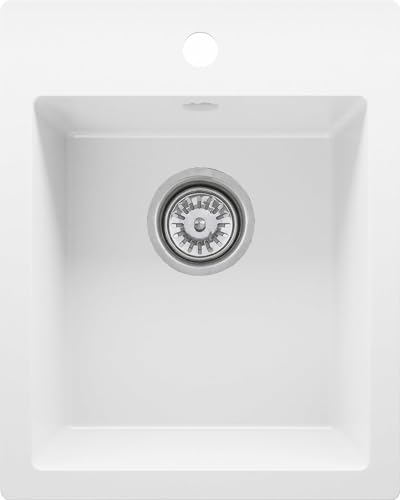 Granitspüle Küchenspüle Granit Einbauspüle Spülbecken Spüle 40x40cm Weiß von Keton