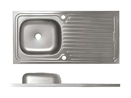 Spülbecken Küchenspüle aus Edelstahl 100 x 50 cm Aufsatzspüle mit Abtropffläche mit Siphon reversibel korrosionsbeständig und pflegeleicht X von Keton
