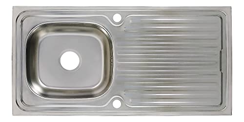 Spülbecken Küchenspüle aus Edelstahl 100 x 50 cm Einbauspüle mit Abtropffläche mit Siphon reversibel korrosionsbeständig und pflegeleicht X von Keton